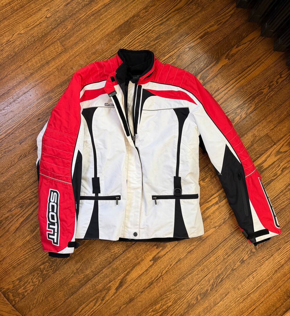SCOTT Tri-Phase Cafe Racer Racing White Red Black Motorcycle Jacket